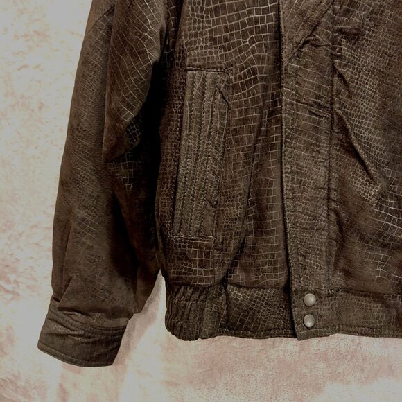 Byrnes & Baker Leather jacket Womens L black snakeskin pattern asymmetrical hips - Picture 4 of 16